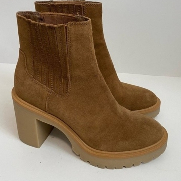 Dolce Vita Caster H2O Boots Suede Leather Chunky Brown Size 8 - Picture 3 of 6